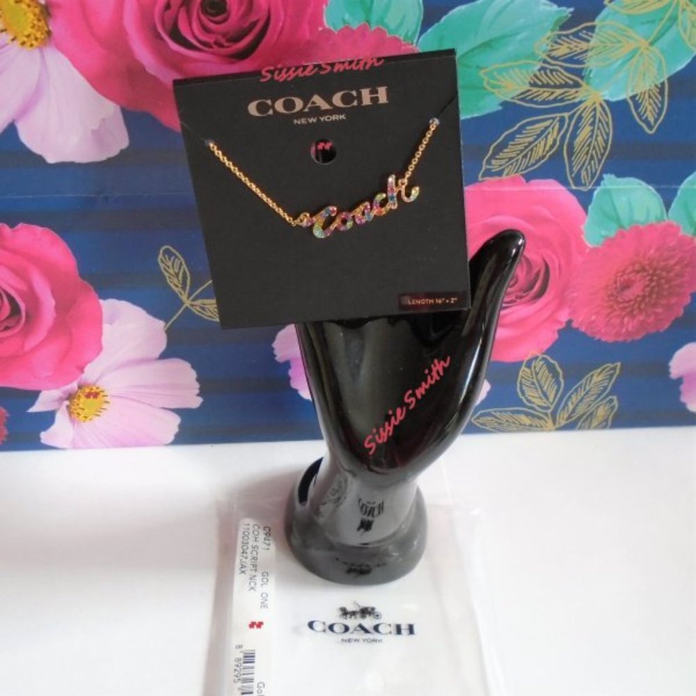 NWT Coach Signature Script Necklace